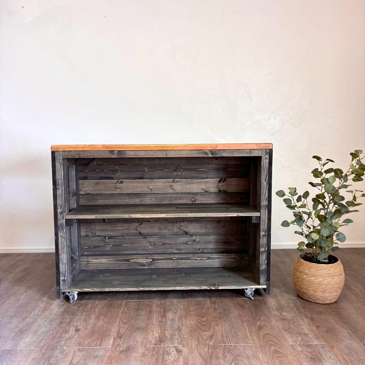 【男前フットレスト・キャスター付きバーカウンター】黒　レジ台　店舗什器 キッチンカウンター　美容室・サロンにも♪ | 10枚目