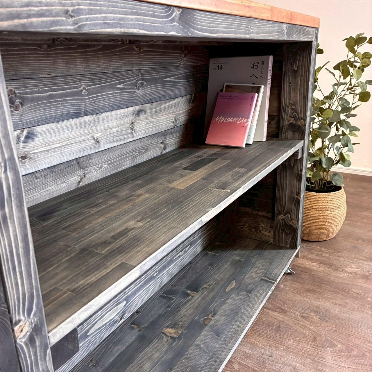 【男前フットレスト・キャスター付きバーカウンター】黒　レジ台　店舗什器 キッチンカウンター　美容室・サロンにも♪ | 5枚目