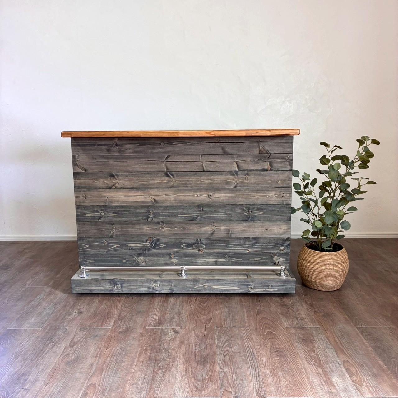 【男前フットレスト・キャスター付きバーカウンター】黒　レジ台　店舗什器 キッチンカウンター　美容室・サロンにも♪ | 8枚目