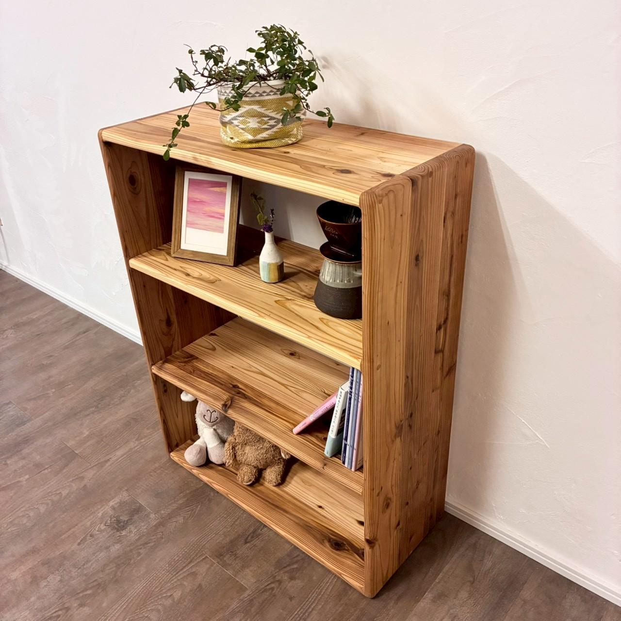 角までやさしい、国産杉の収納棚｜家族に寄り添う丸角デザイン　本棚　オープンラック　【カラーサイズオーダー可 | 2枚目