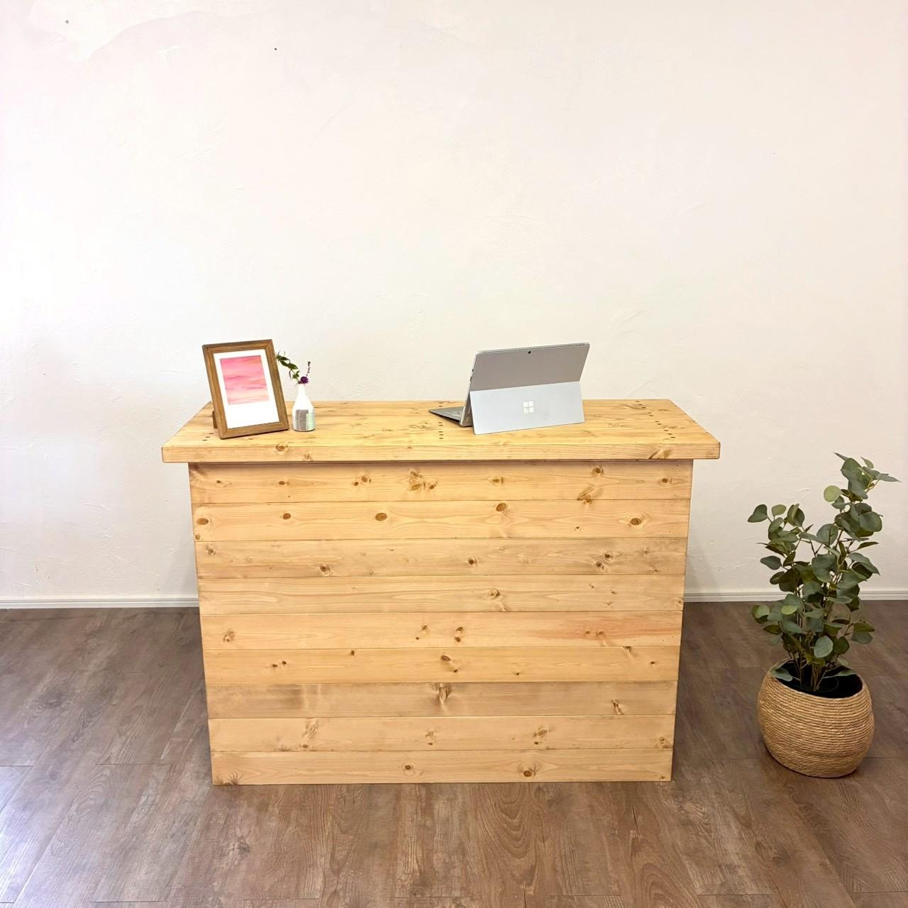 カフェ風カウンターテーブル レジ台 ミディアムウォルナット|美容室 サロン 受付 キッチンカウンター 【オーダー可】 | 2枚目