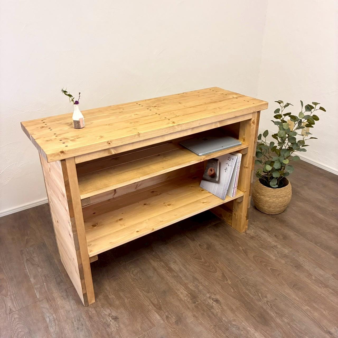 カフェ風カウンターテーブル レジ台 ミディアムウォルナット|美容室 サロン 受付 キッチンカウンター 【オーダー可】 | 3枚目