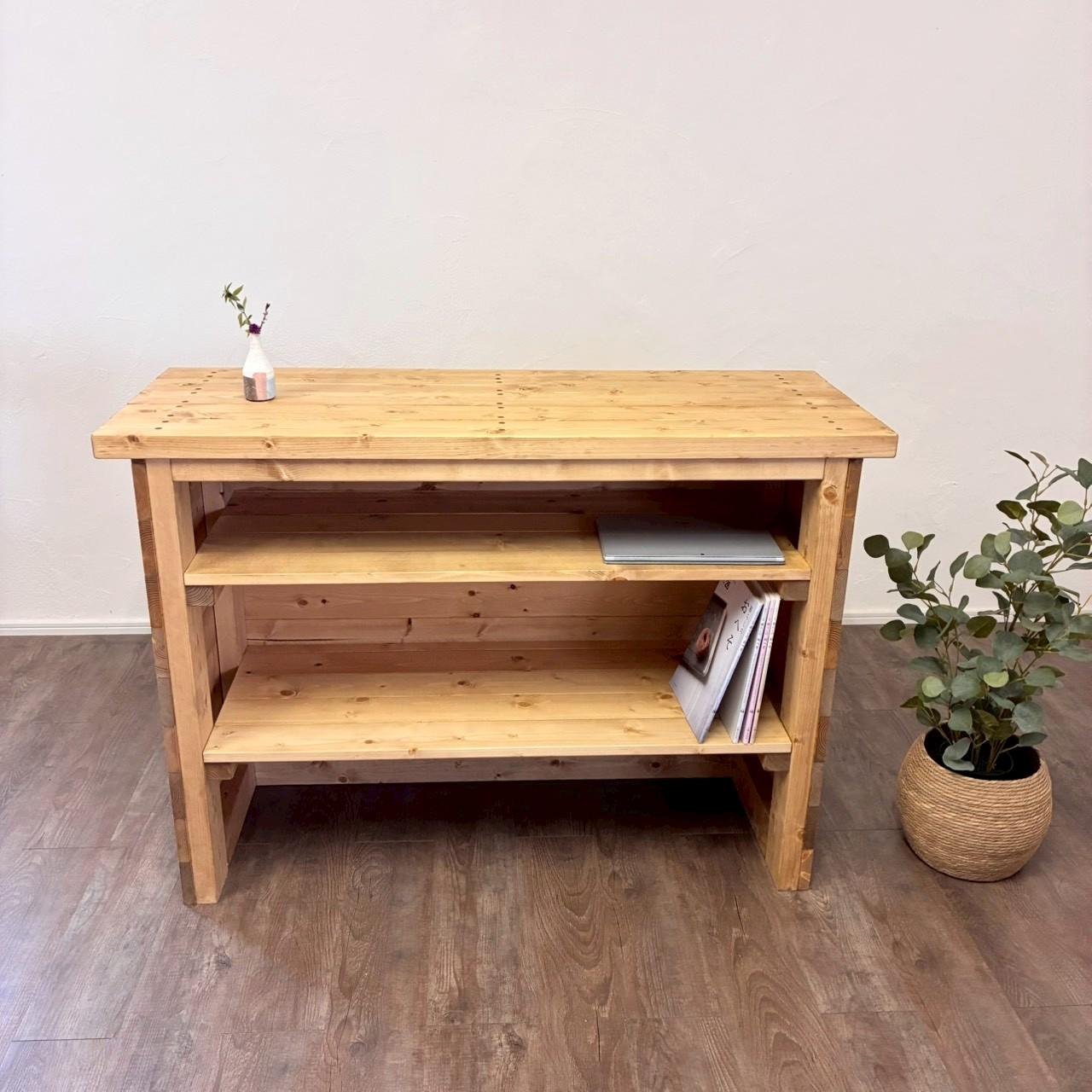 カフェ風カウンターテーブル レジ台 ミディアムウォルナット|美容室 サロン 受付 キッチンカウンター 【オーダー可】 | 4枚目