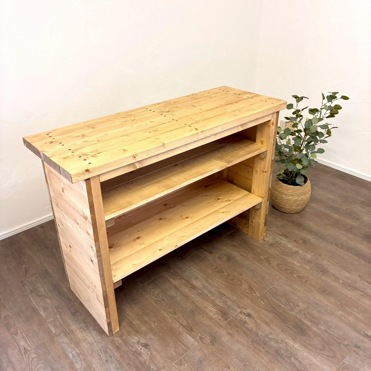 カフェ風カウンターテーブル レジ台 ミディアムウォルナット|美容室 サロン 受付 キッチンカウンター 【オーダー可】 | 9枚目